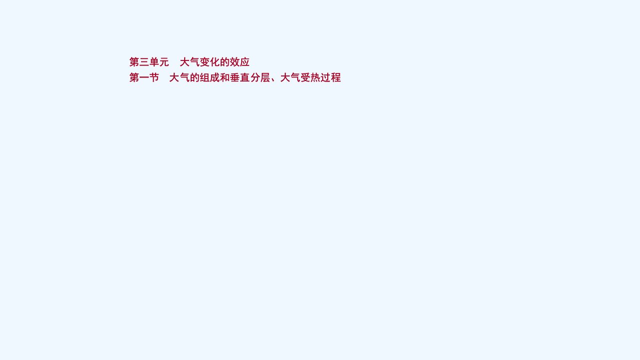 新教材高考地理一轮复习第三单元大气变化的效应第一节大气的组成和垂直分层大气受热过程课件鲁教版