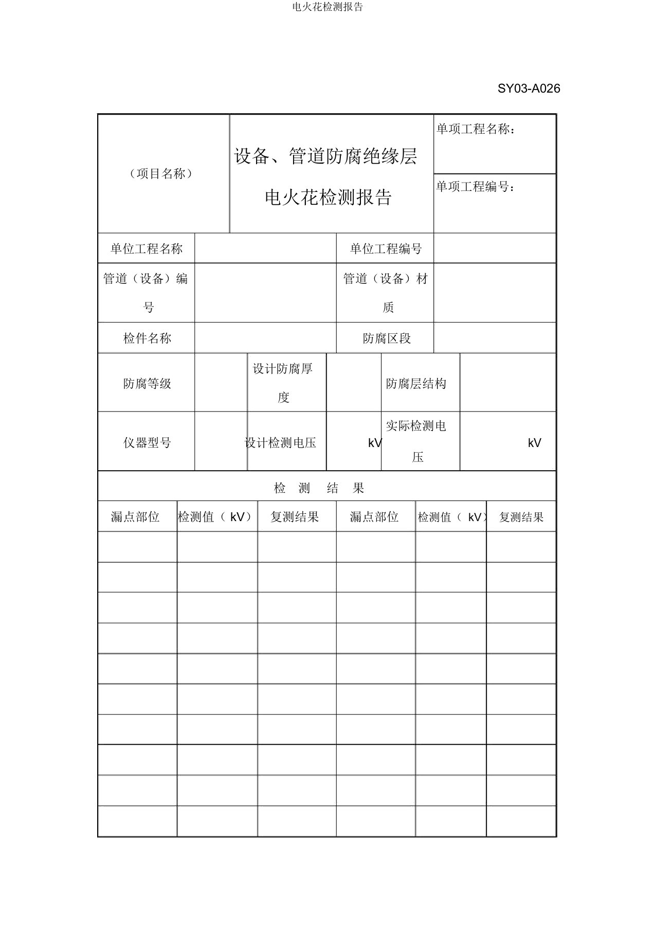 电火花检测报告