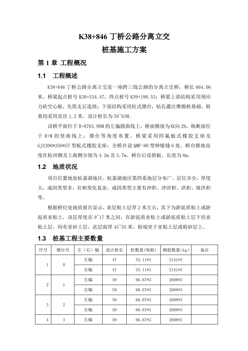 立交桥桩基施工方案