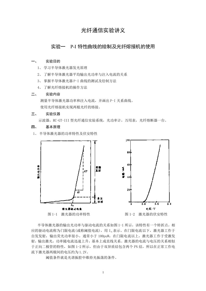 光纤通信实验讲义