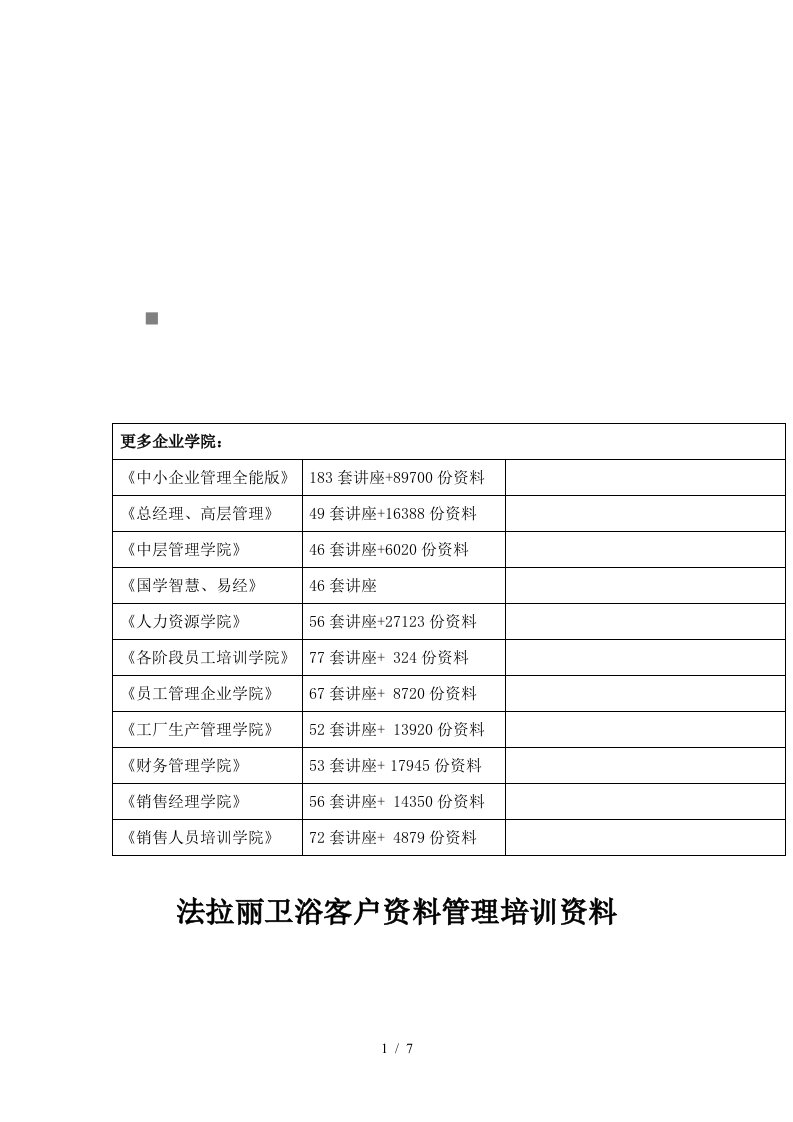 法拉丽卫浴客户资料管理培训教材