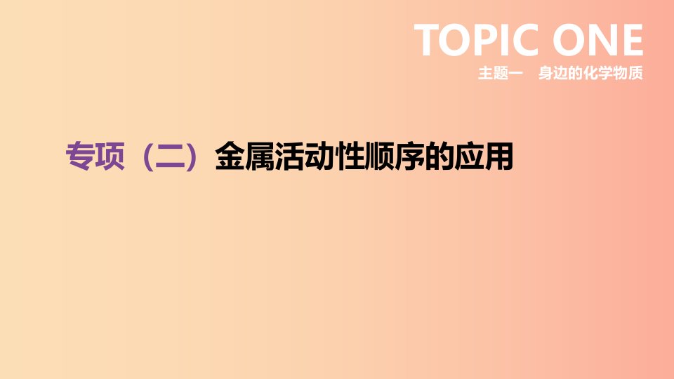 云南省2019年中考化学复习专项02金属活动性顺序的应用课件