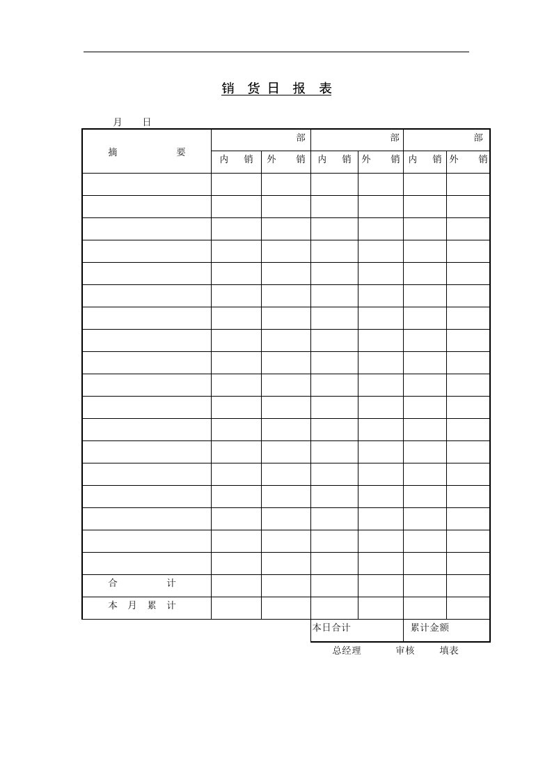 【管理精品】四十二、销货日报表