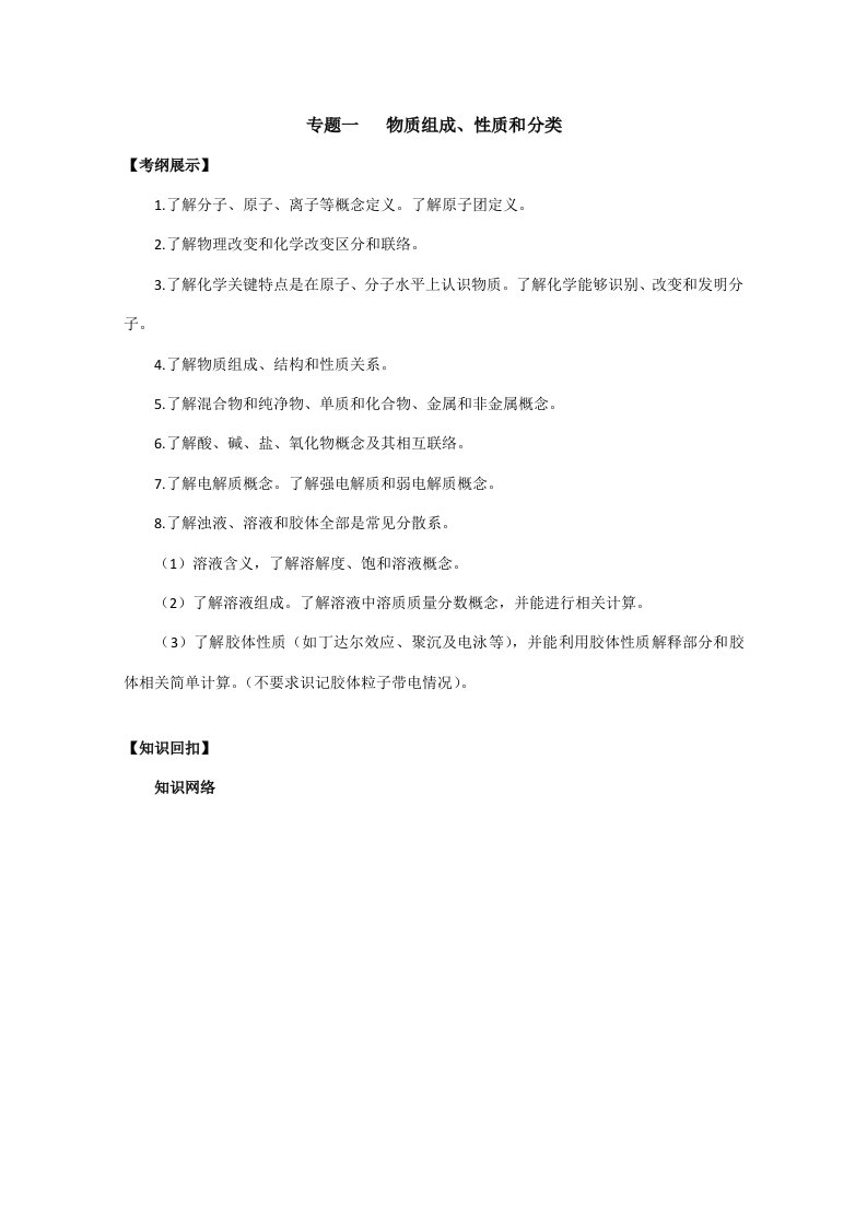 高三化学二轮复习学案：专题1物质的组样稿