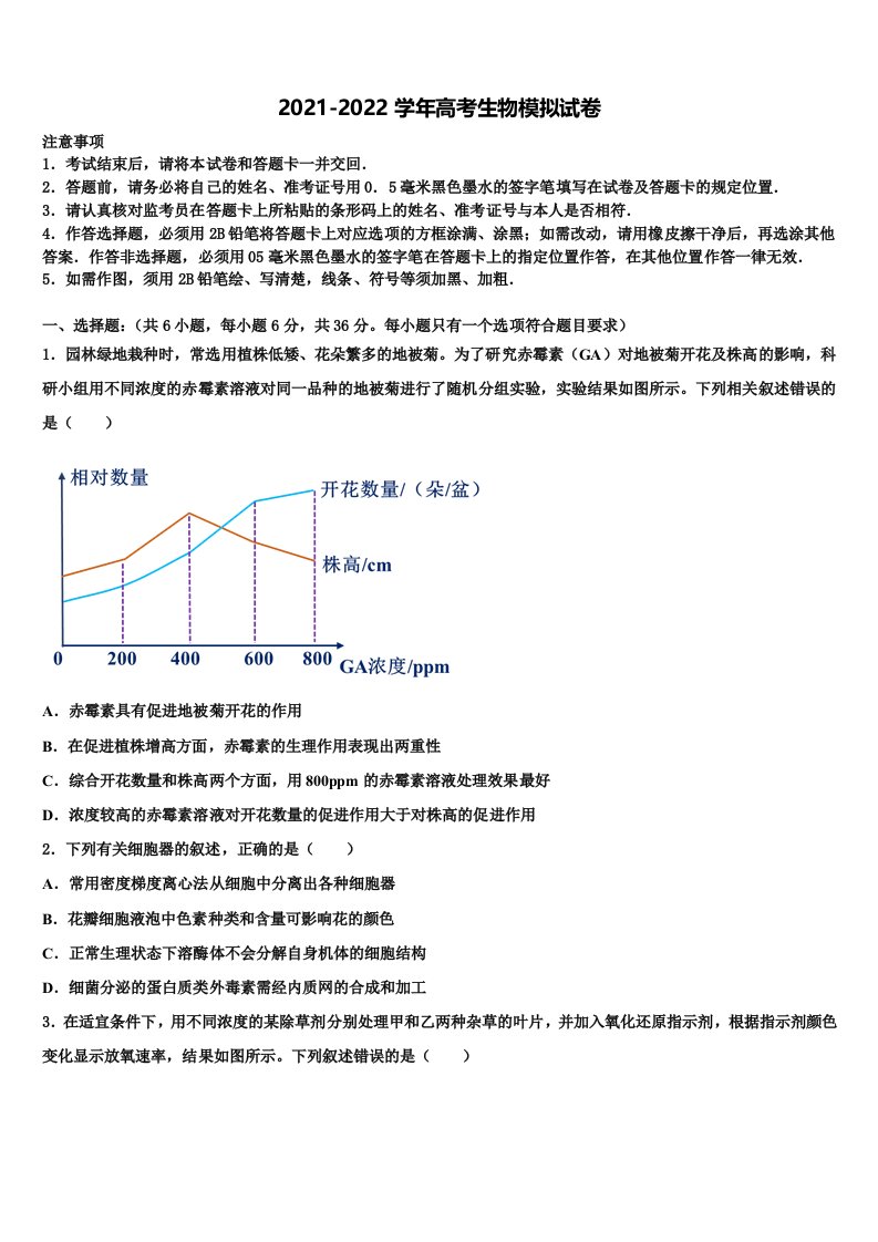 2022年山东省枣庄八中东校高三下学期一模考试生物试题含解析