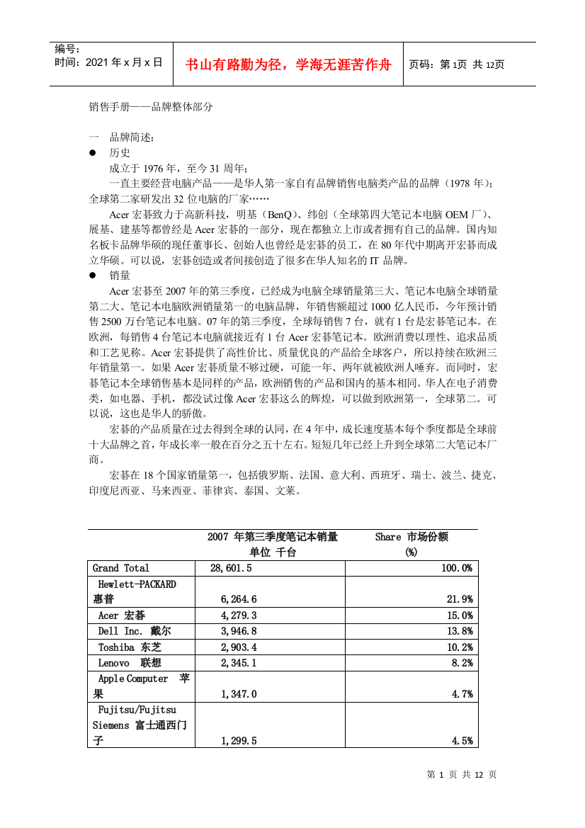 acer销售手册