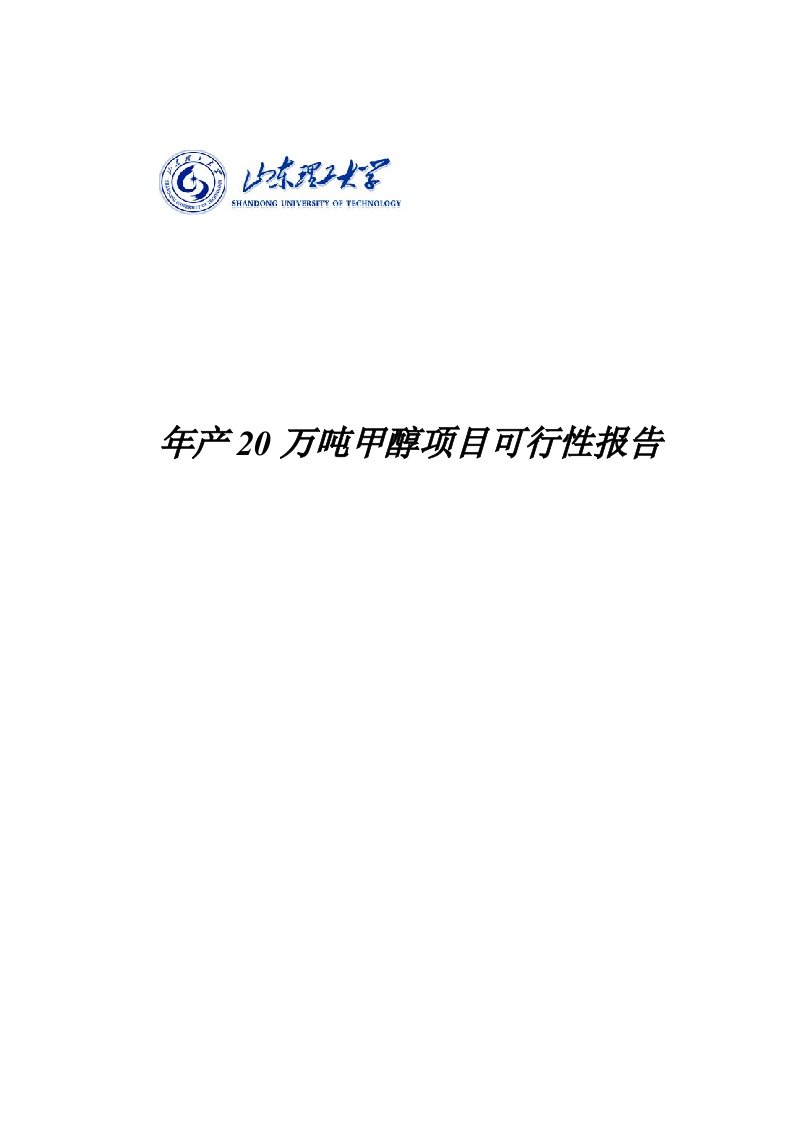 年产20万吨煤制甲醇生产工艺初步设计可行性报告