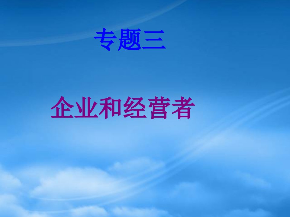 高中政治第二轮复习课件专题三企业和经营者