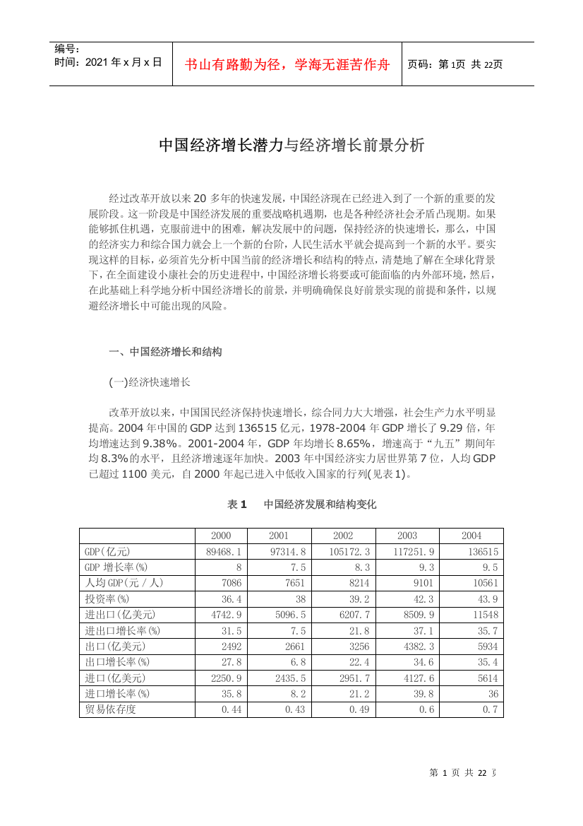 中国经济增长前景与增长潜力分析