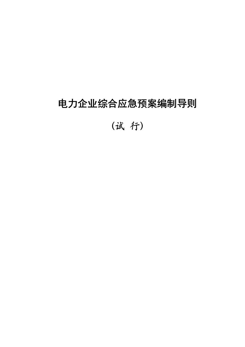 《电力企业综合应急预案编制导则》(试行)