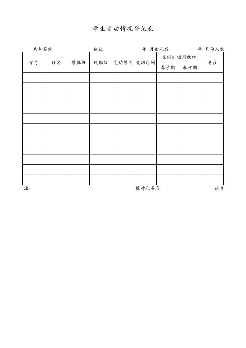 学生变动情况登记表