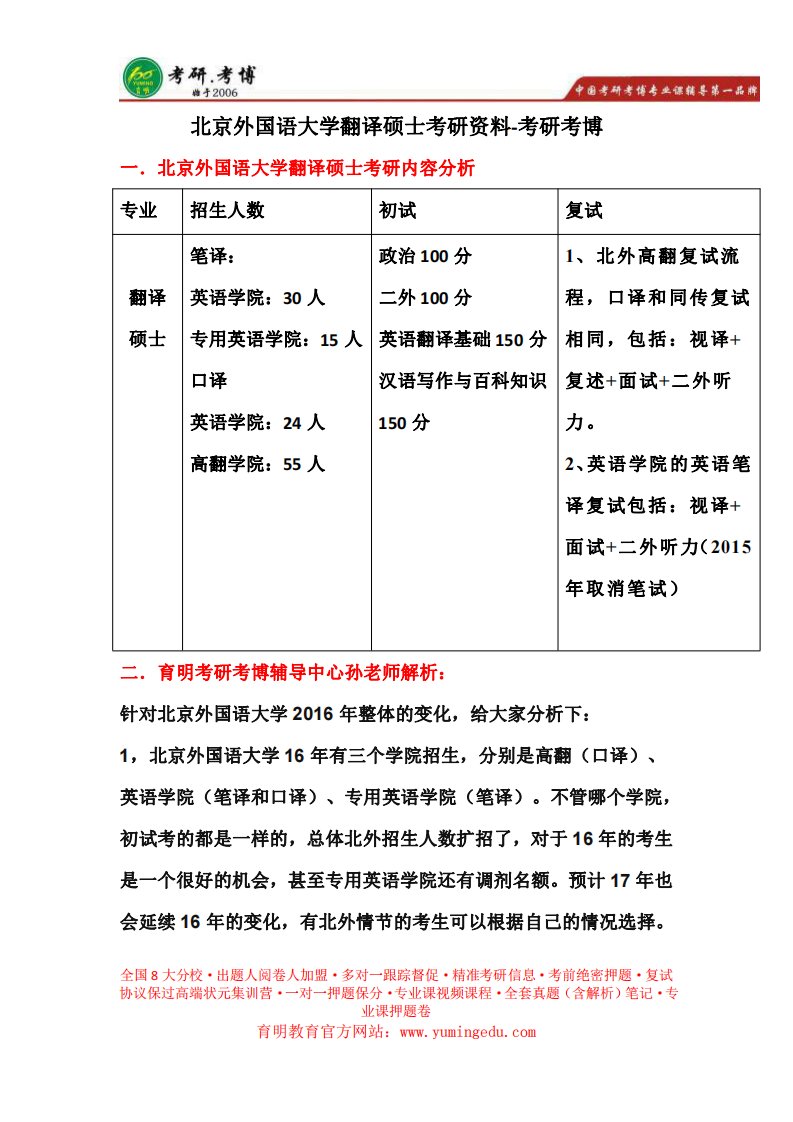 北京外国语大学翻译硕士考研真题，考研参考书，考研难度解析