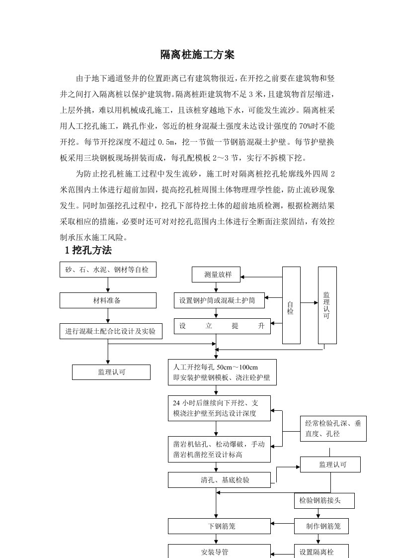 明挖地下通道隔离桩施工方案