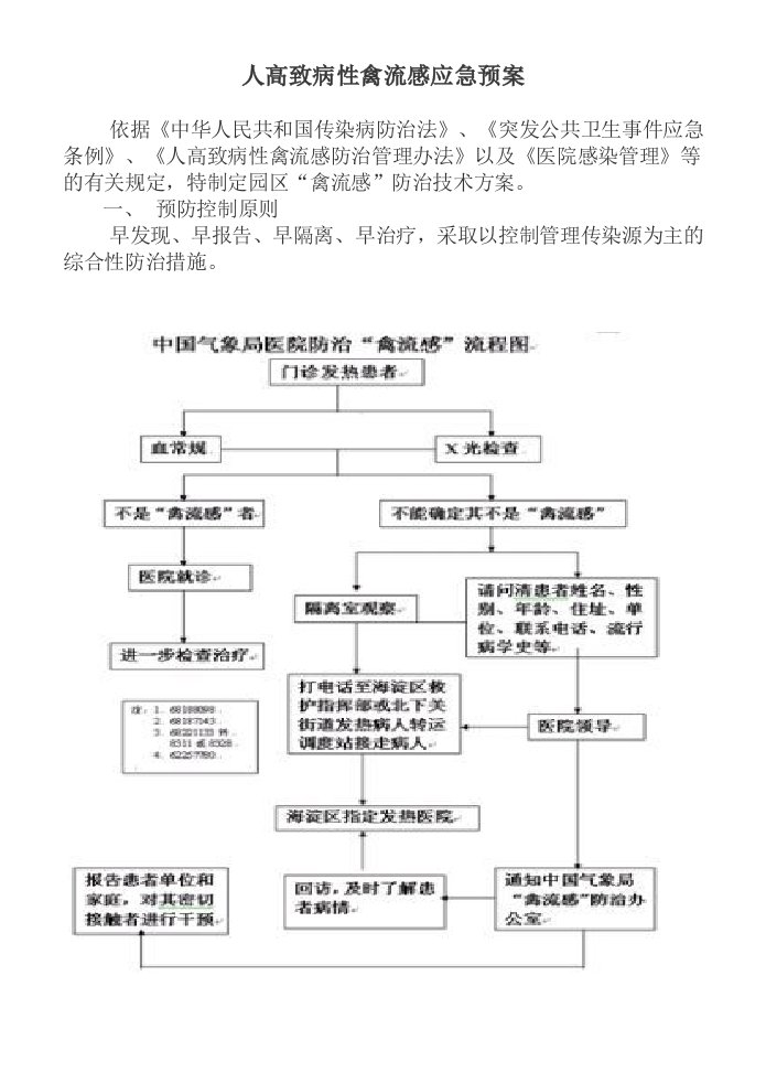 人高致病性禽流感应急预案