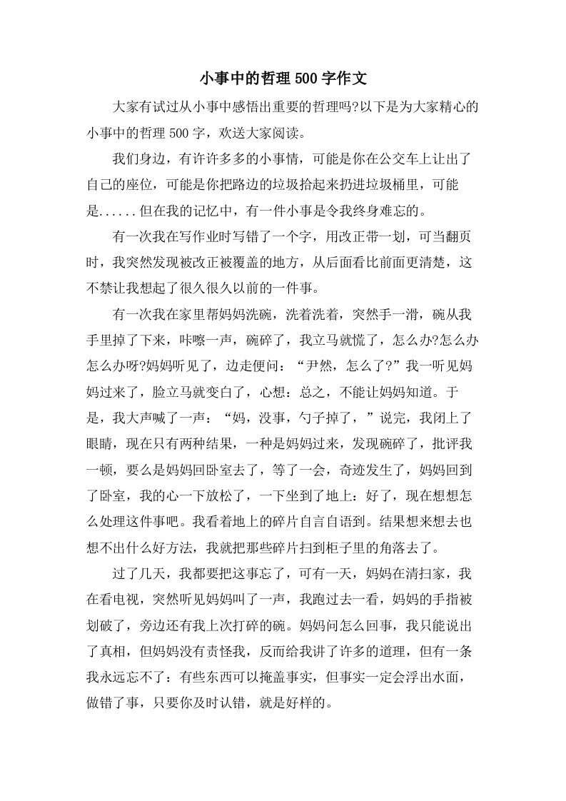 小事中的哲理500字作文