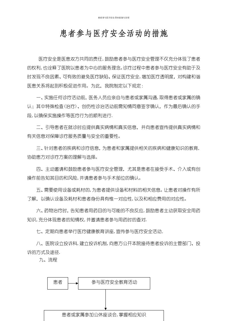 患者参与医疗安全具体措施与流程