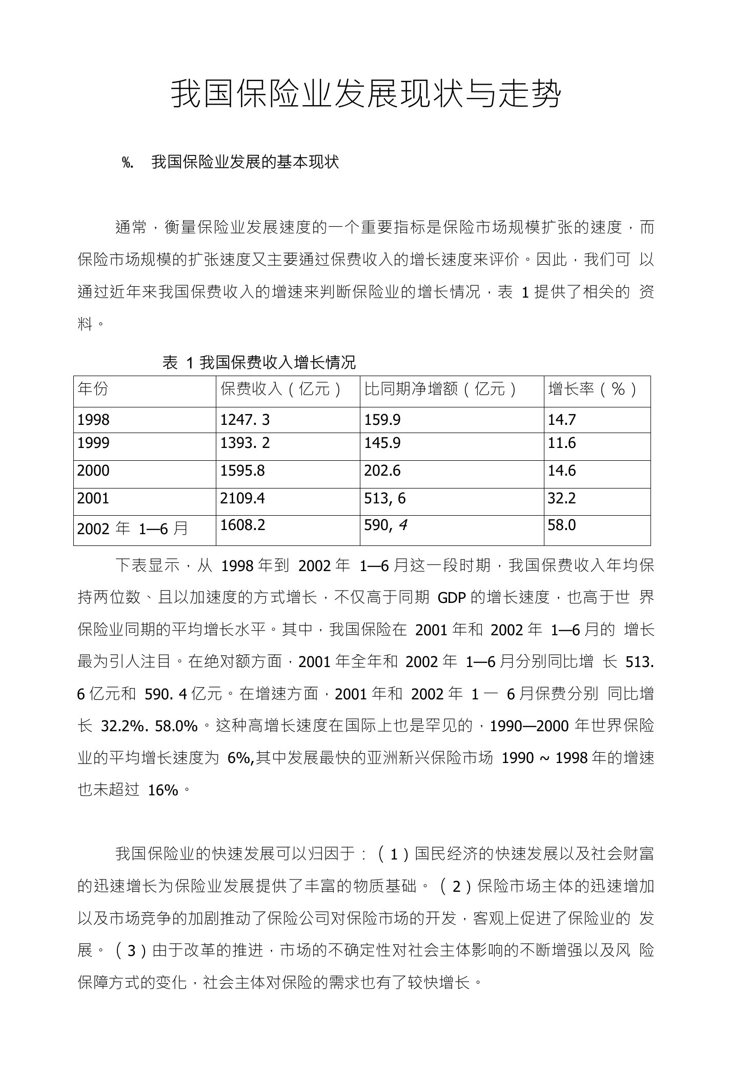 我国保险业发展现状与走势