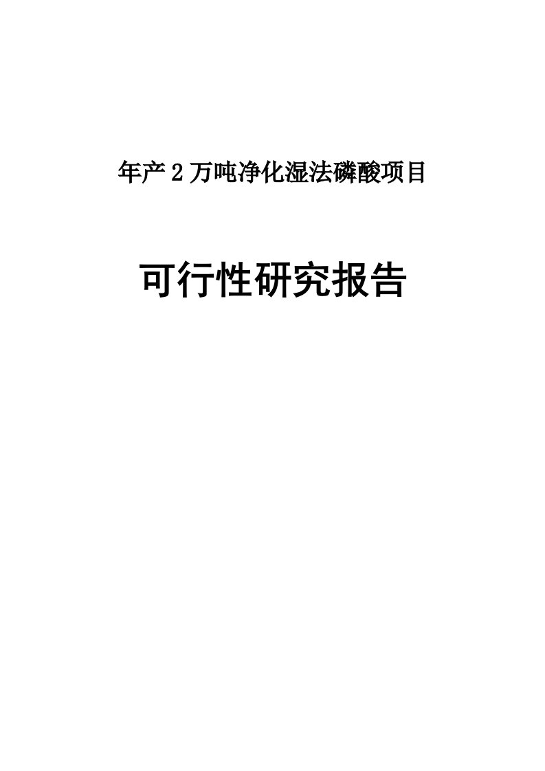 年产2万吨净化湿法磷酸项目可行性研究报告