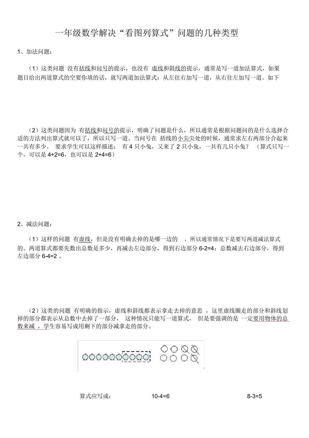 苏版数学一年级上册看图列式知识点汇总