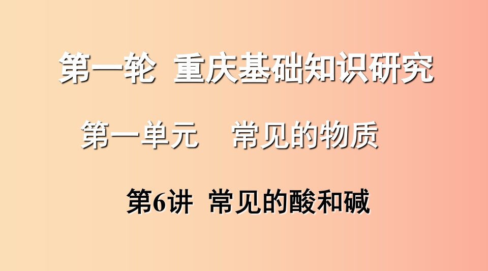 重庆市2019年中考化学总复习