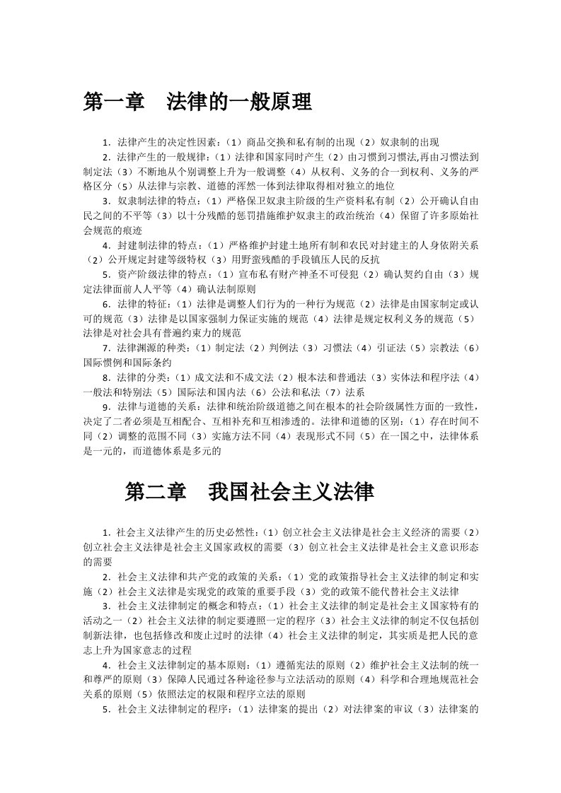 自学考试法学概论复习要点