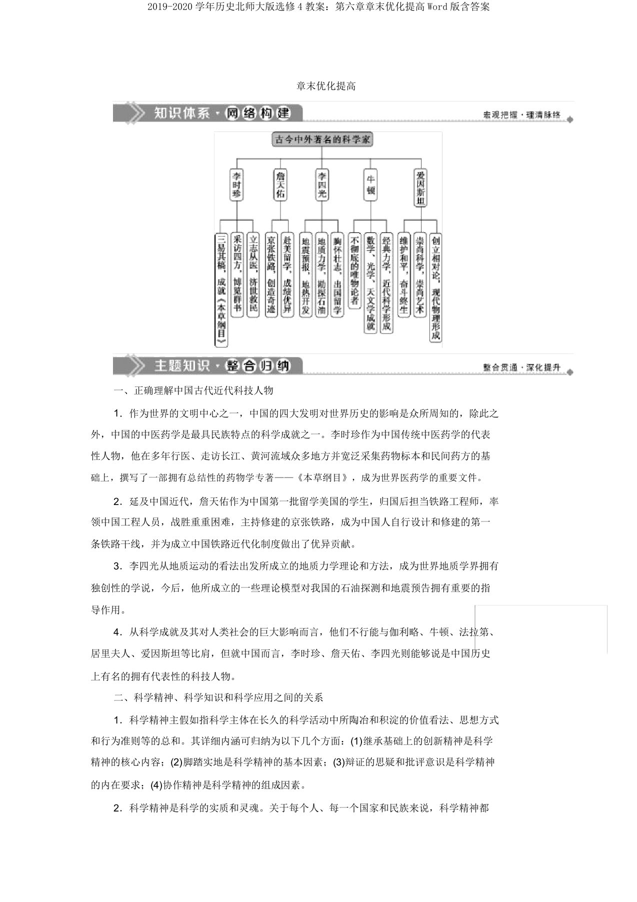 2019-2020学年历史北师大版选修4学案：第六章章末优化提升Word版含答案