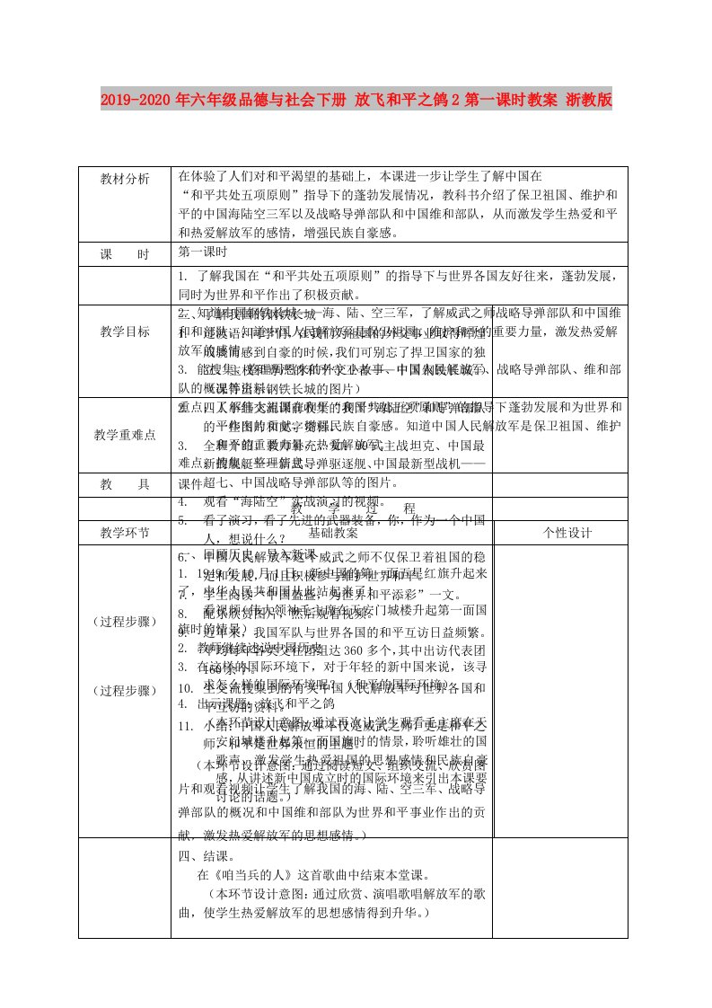 2019-2020年六年级品德与社会下册