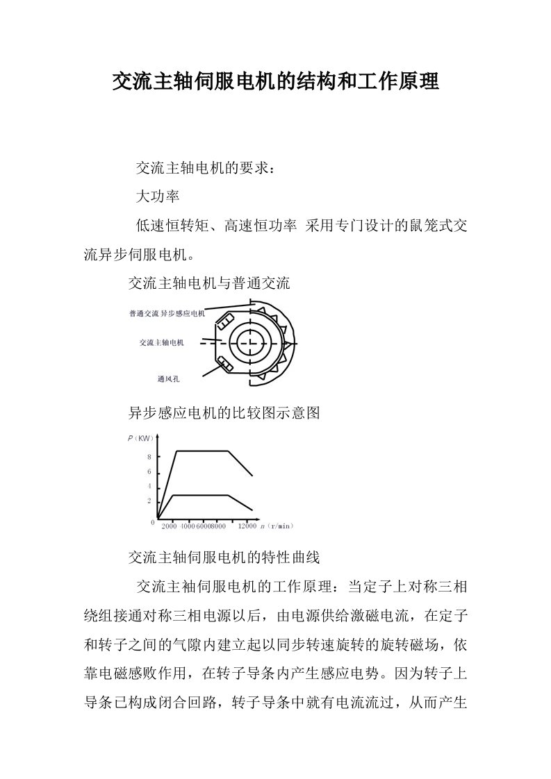 交流主轴伺服电机的结构和工作原理