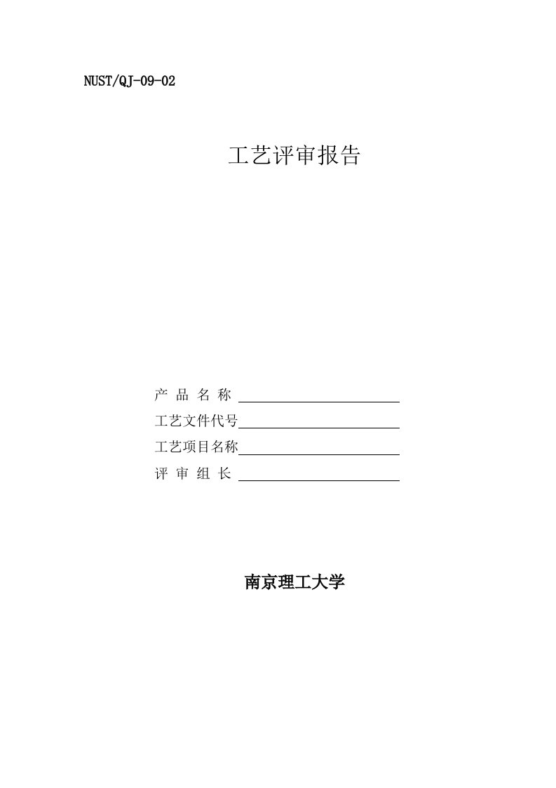 新产品试制工艺评审报告