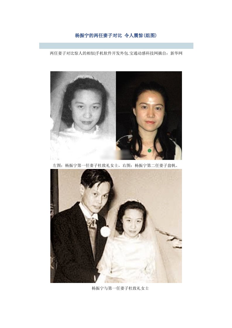 杨振宁两任妻子对比