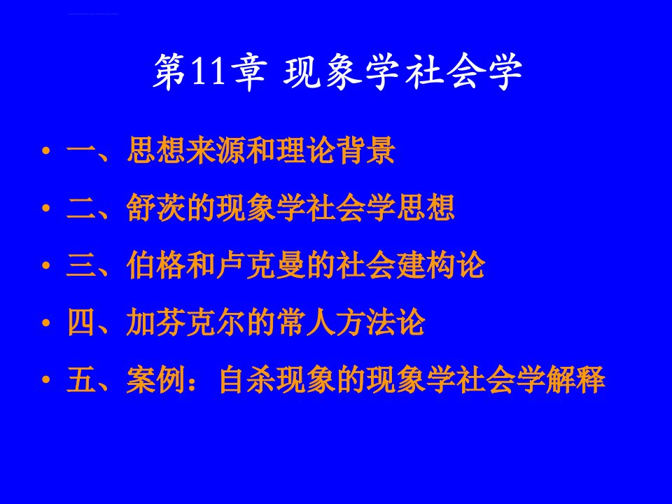 西方社会学理论现象学社会学ppt课件