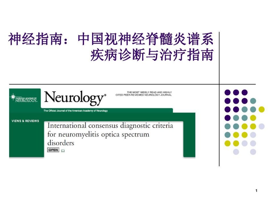 中国视神经脊髓炎谱系疾病诊断与治疗指南PPT演示幻灯片