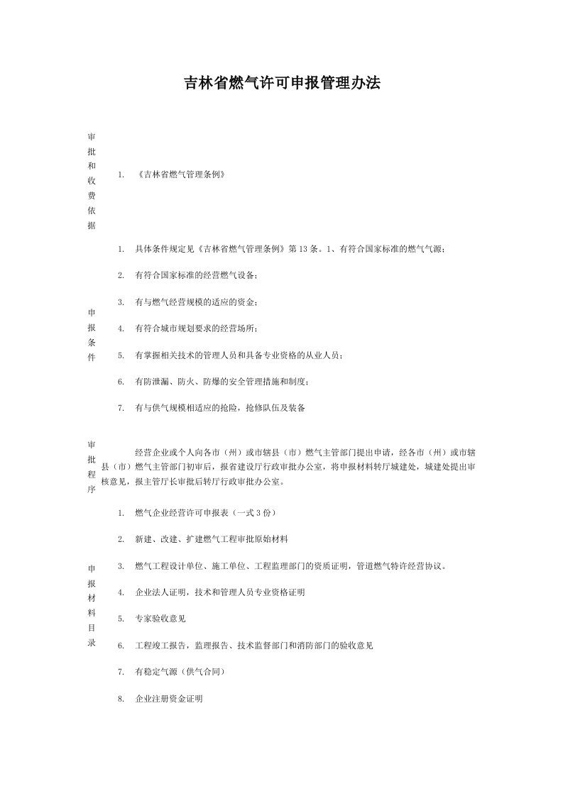 吉林省燃气许可申报管理办法