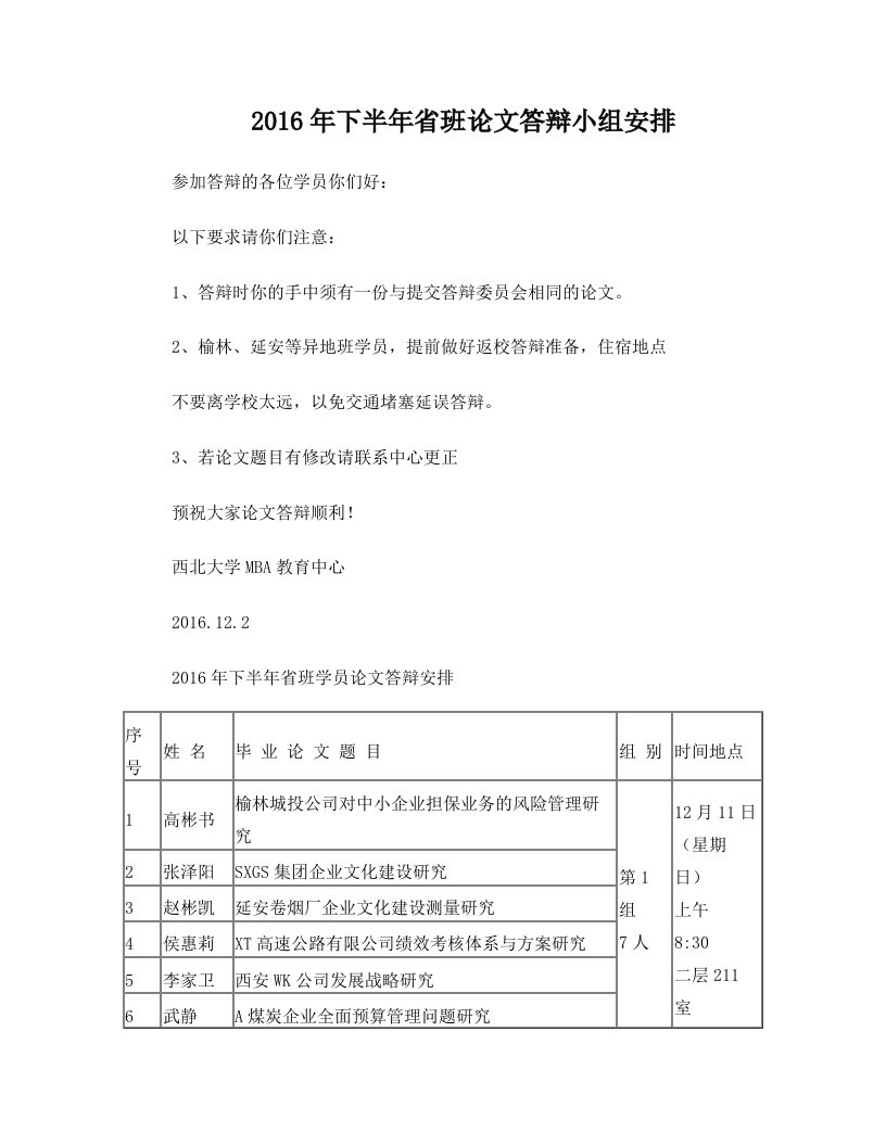 cylAAA2014年上半年班学员论文答辩安排