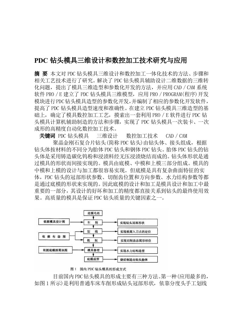 PDC钻头模具三维设计和数控加工技术研究与应用(1)