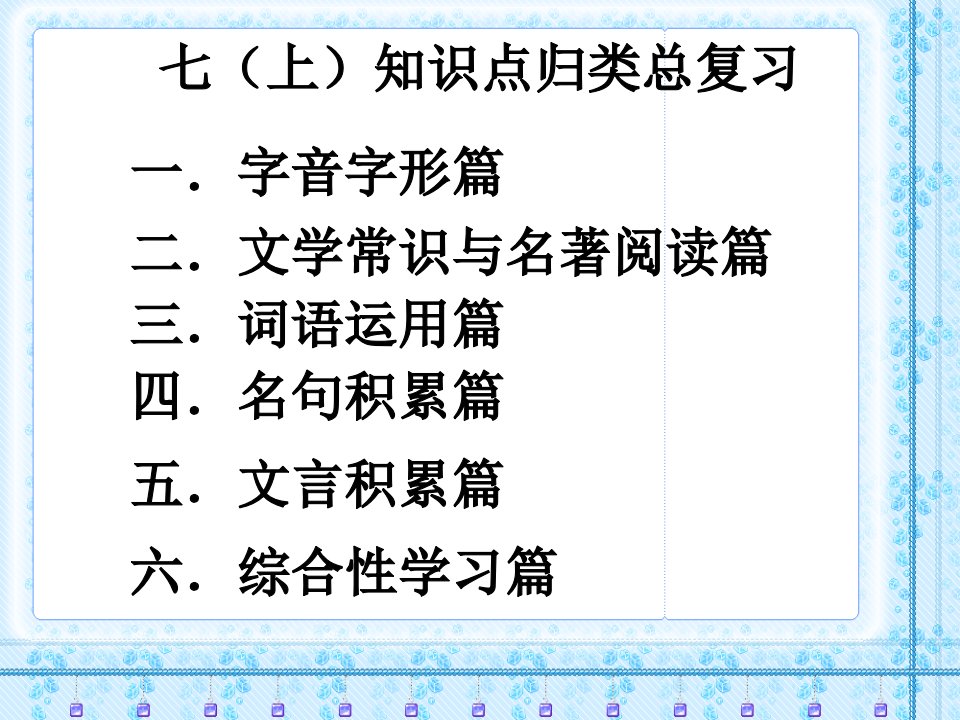 七年级语文上册课件：知识点归纳总复习(共41张ppt)研究报告