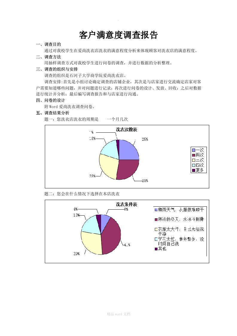 爱尚洗衣客户满意度调查报告