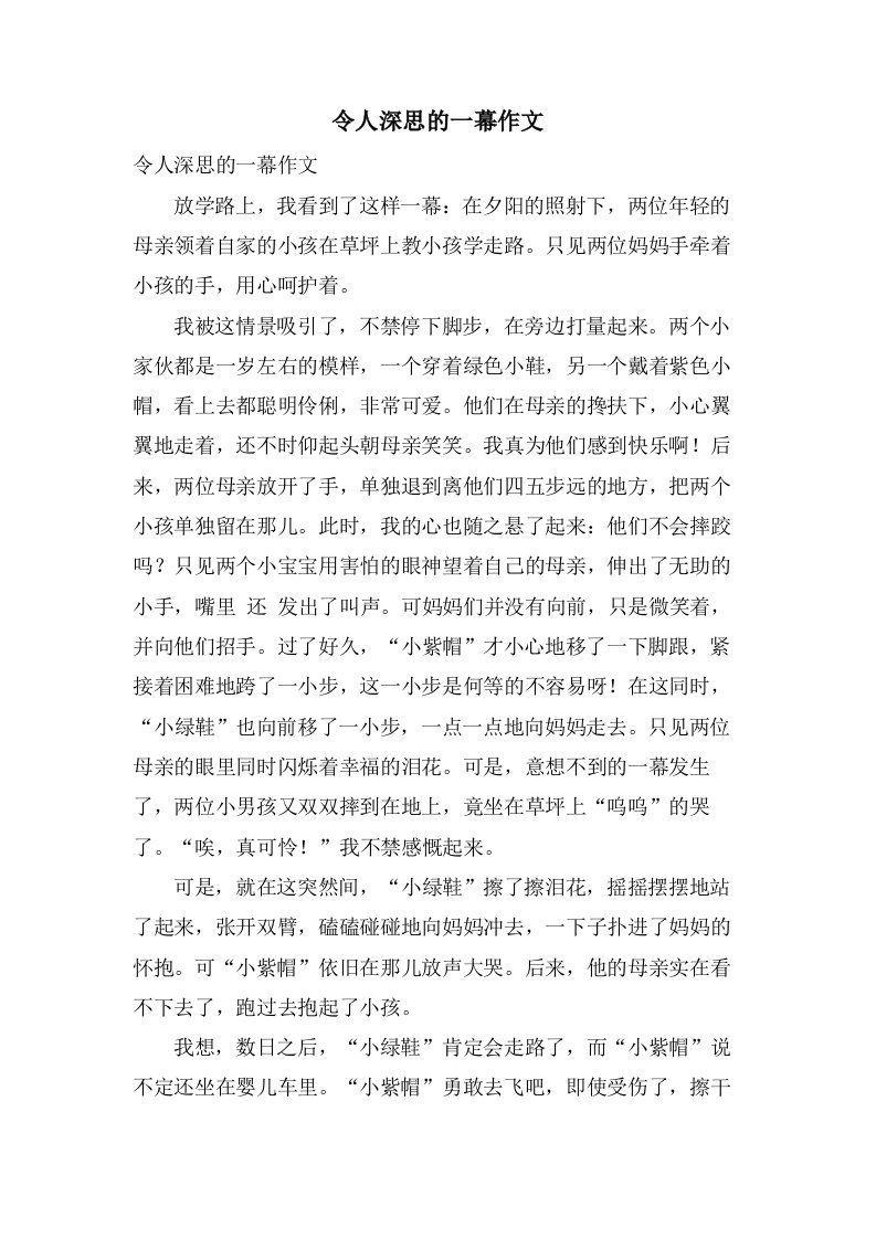 令人深思的一幕作文