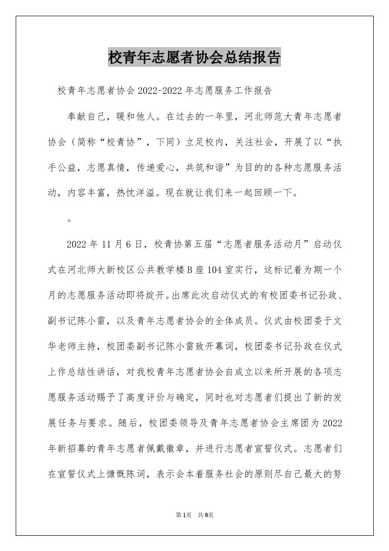 校青年志愿者协会总结报告