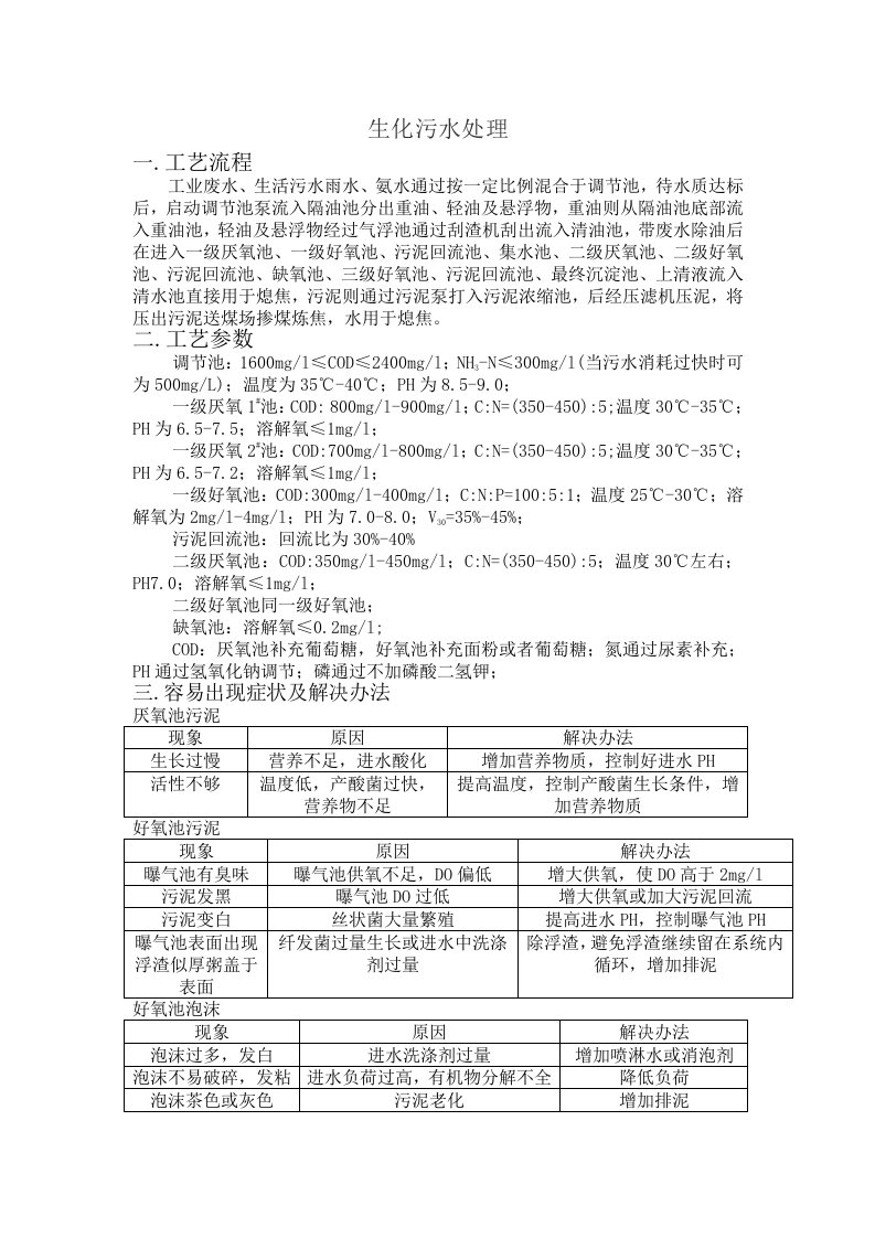 污水处理工艺指标和污水试验