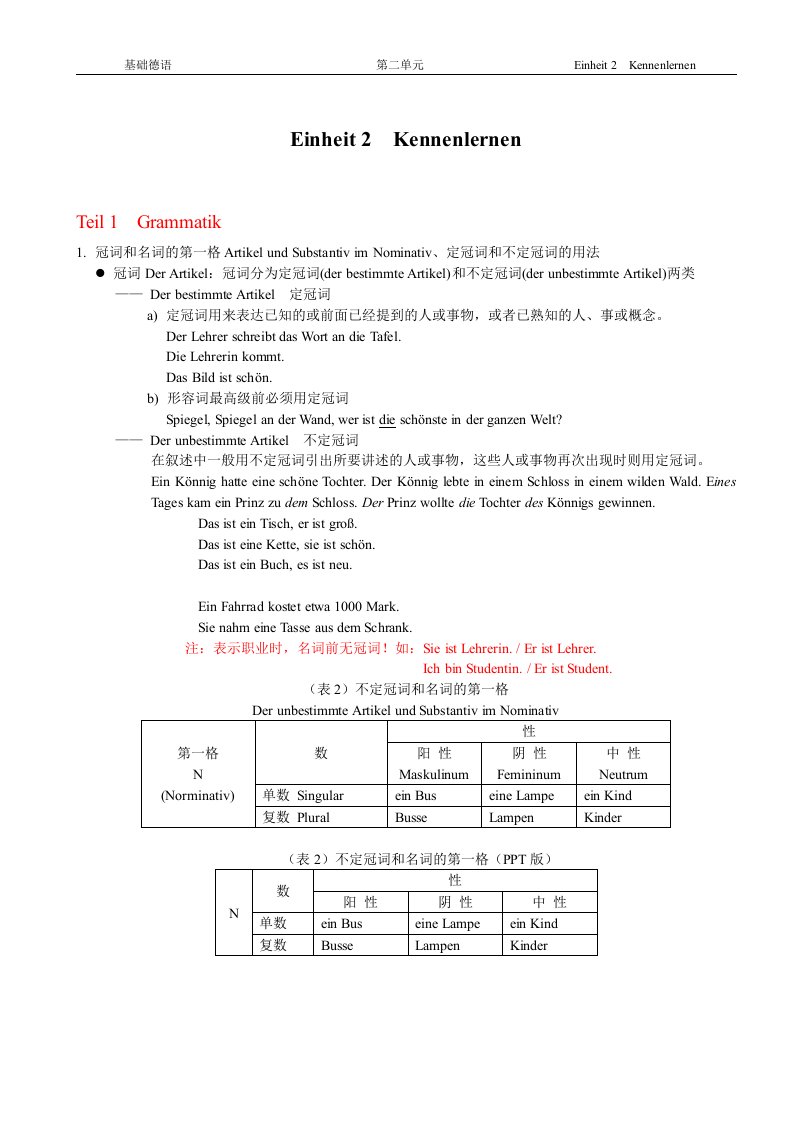 德语006讲义：第二单元