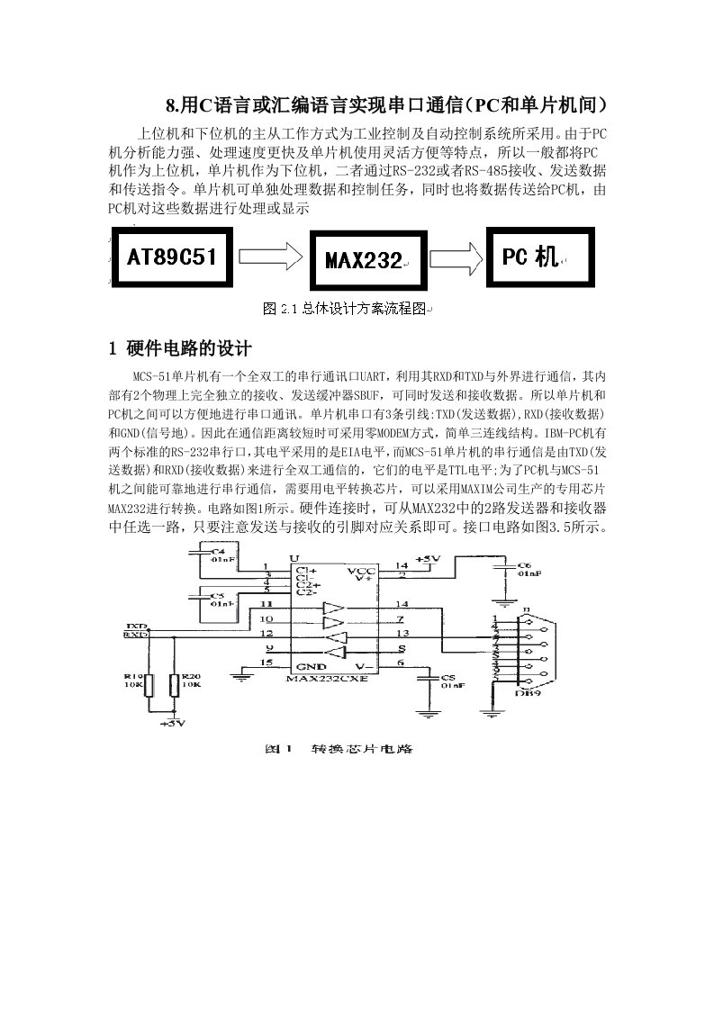 汇编语言实现串口通信(PC和单片机间)