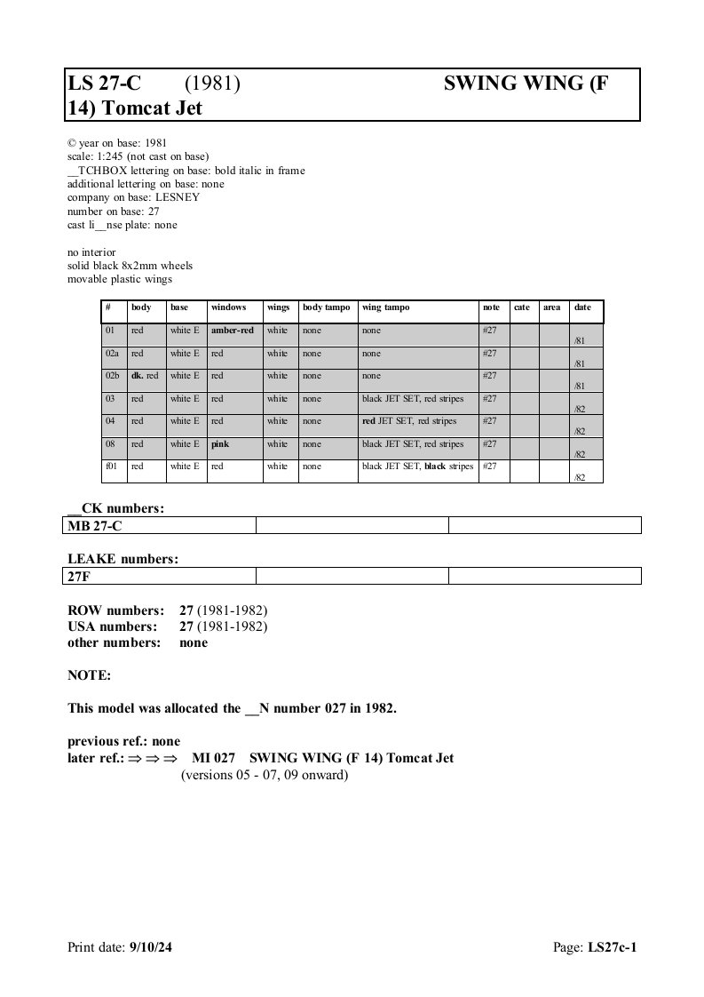 LS27-CSWINGWING(F14)TomcatJet：LS27-c摆动翼（F14）Tomcat射流