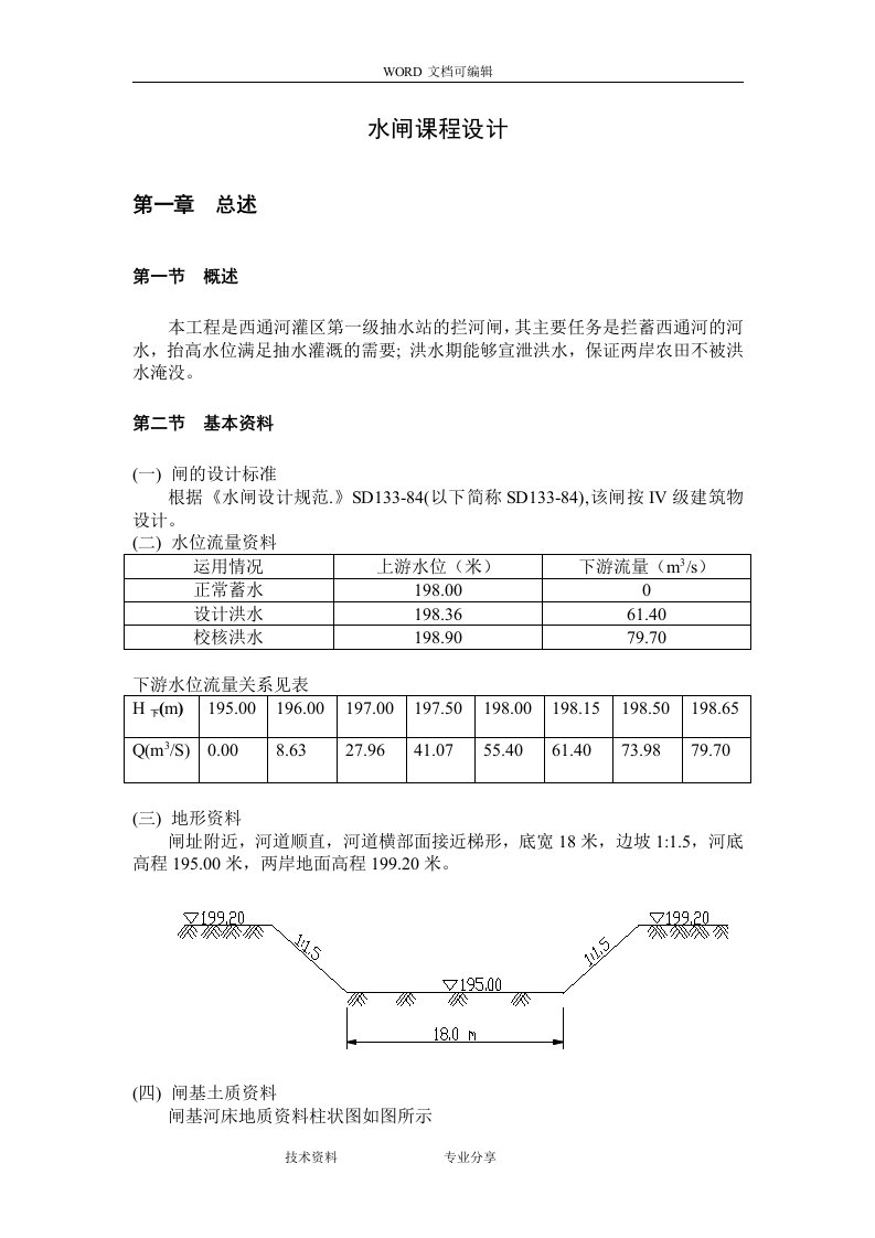 水闸课程设计报告