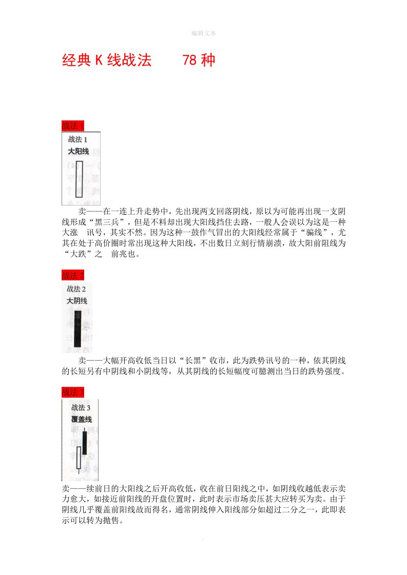 k线组合大全78种(k线战法!)