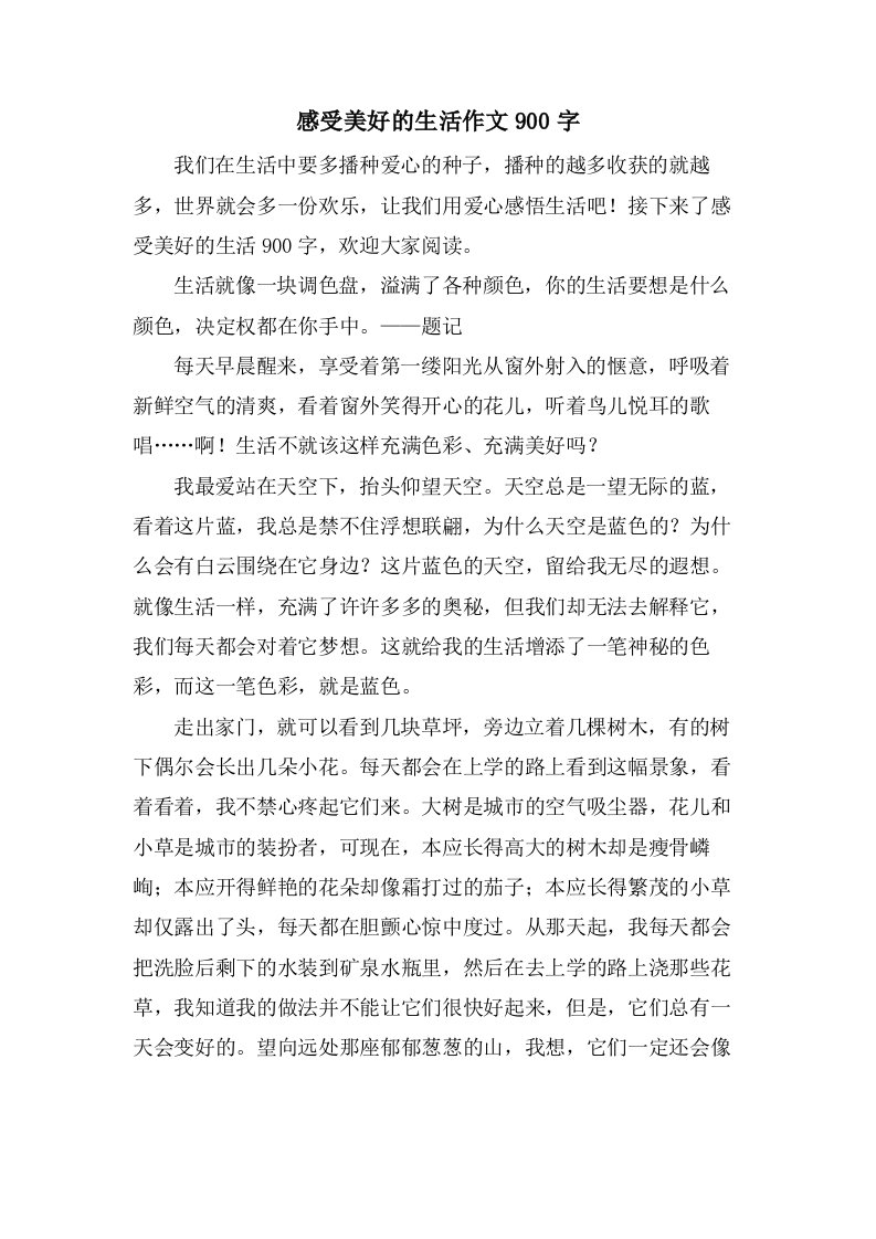 感受美好的生活作文900字