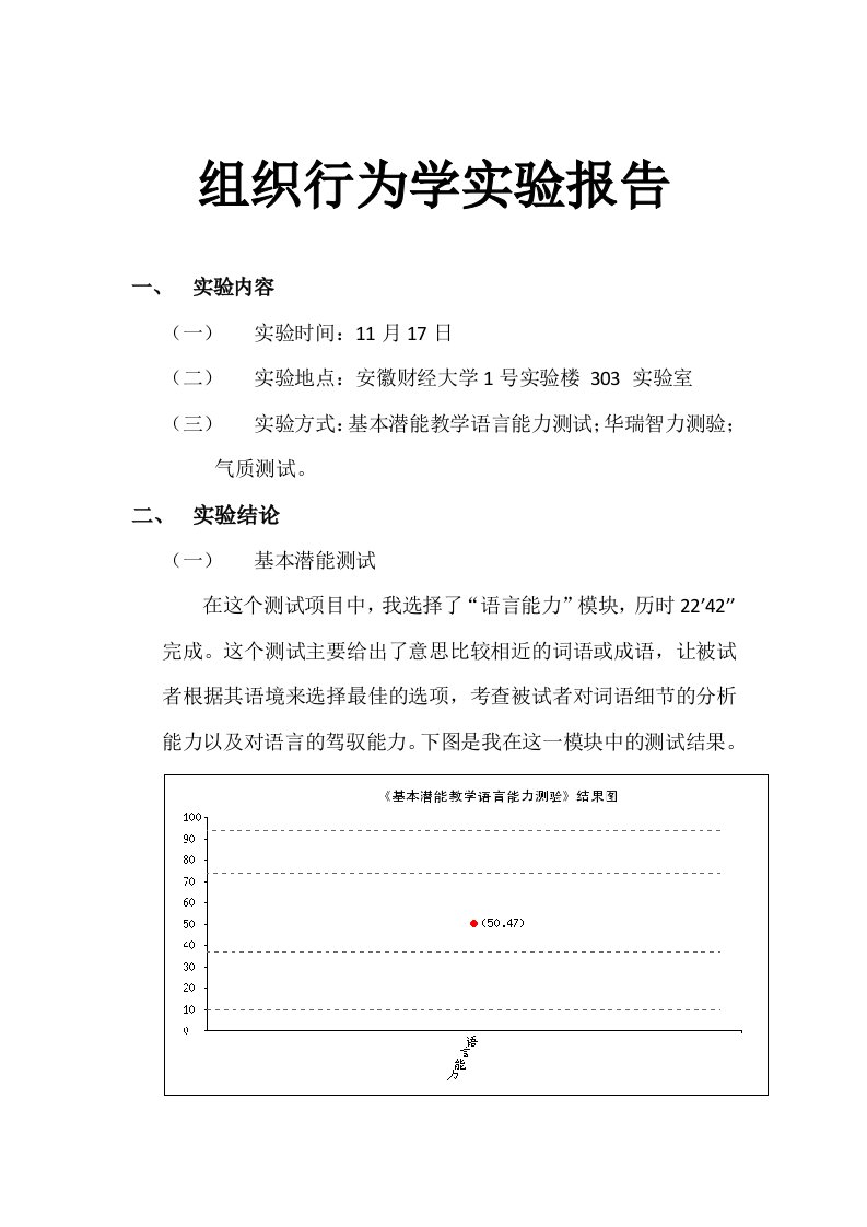 组织行为学实验报告