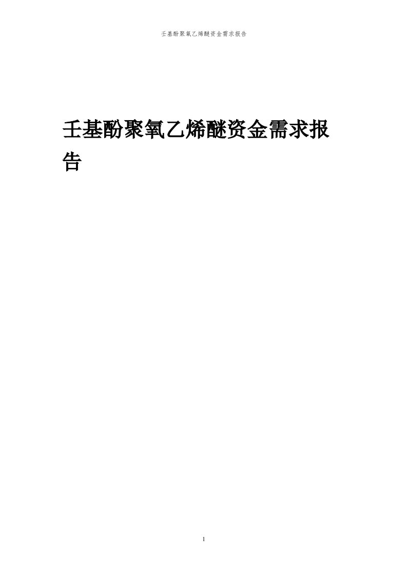 2024年壬基酚聚氧乙烯醚项目资金需求报告代可行性研究报告