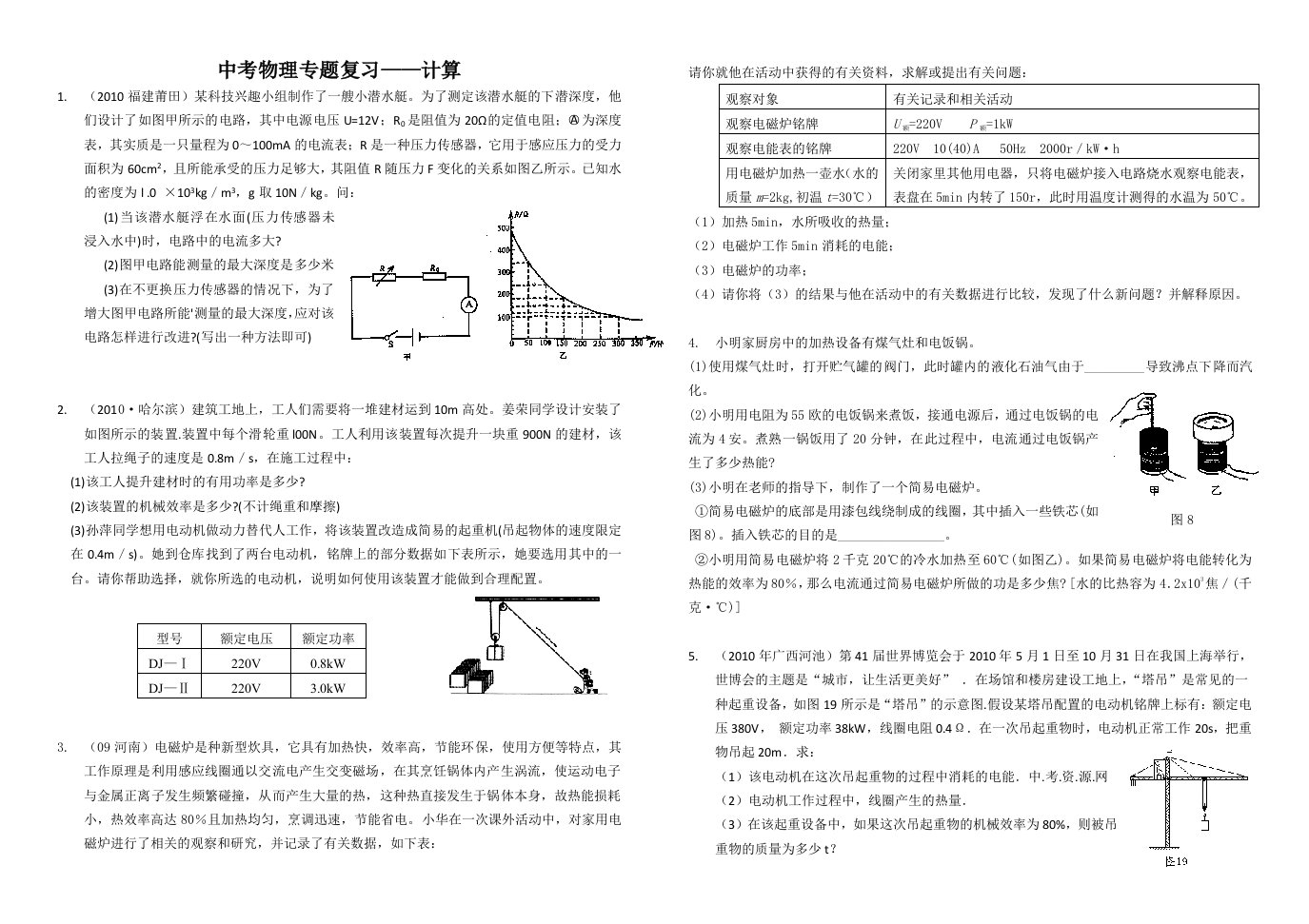 中考物理计算专题复习