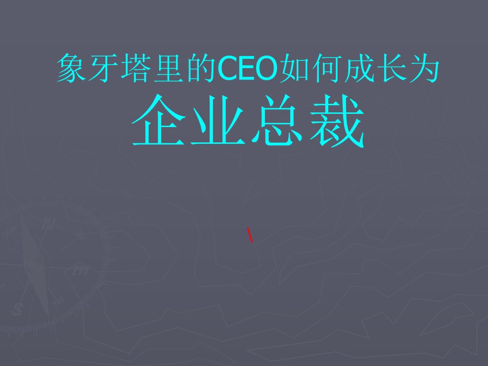 企业管理培训课件象牙塔里的CEO如何成长为企业总裁(领